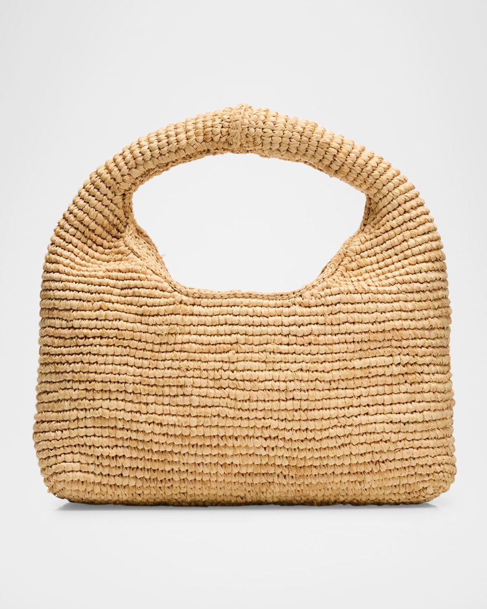 Half Moon Raffia Top-Handle Bag
